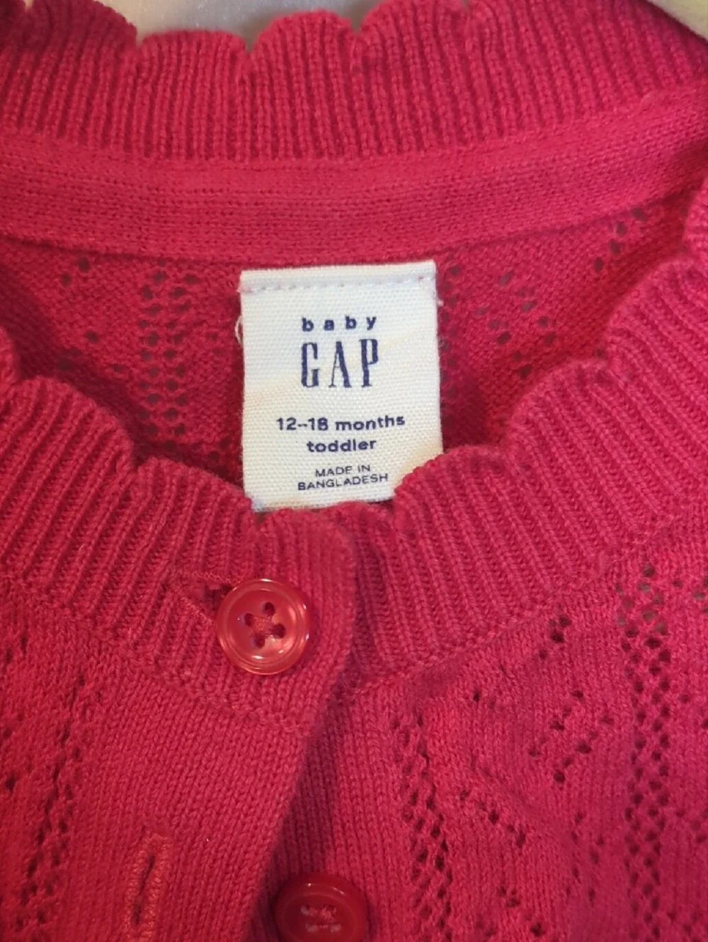 GAP Girls Red Eyelet Button Cardigan
